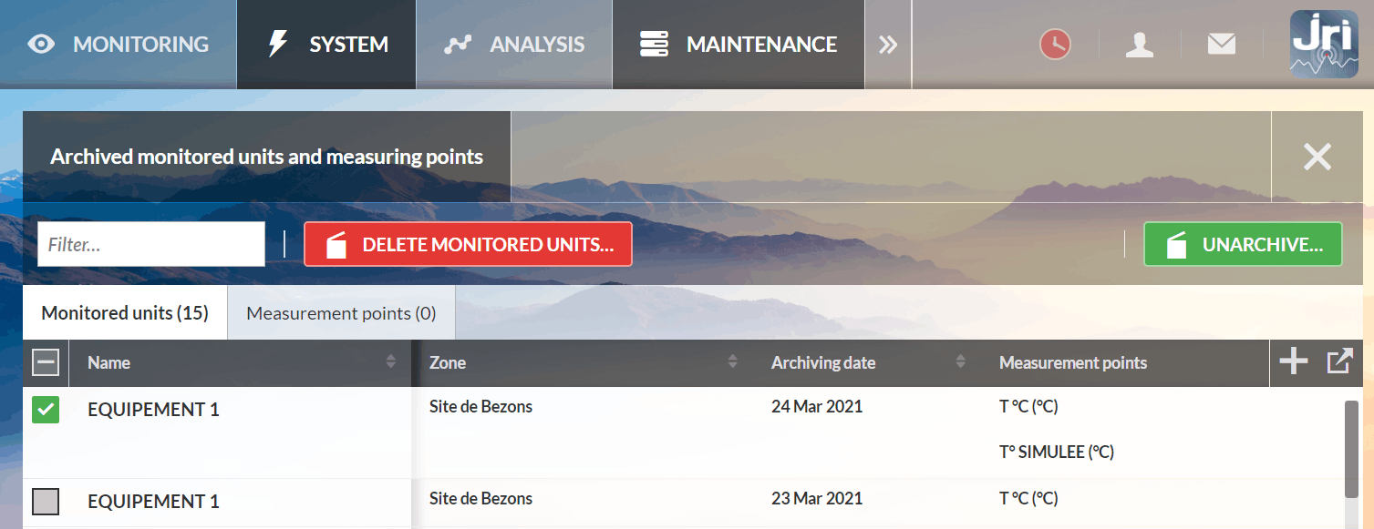 archives monitored unit list