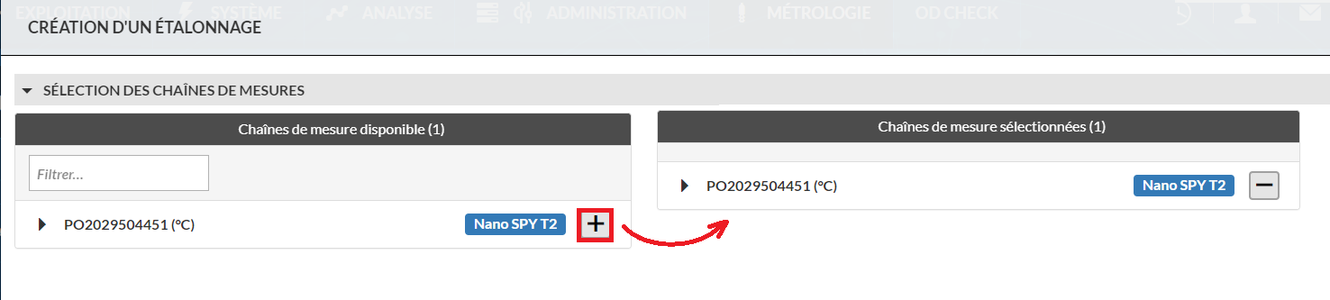 select chaine de mesures
