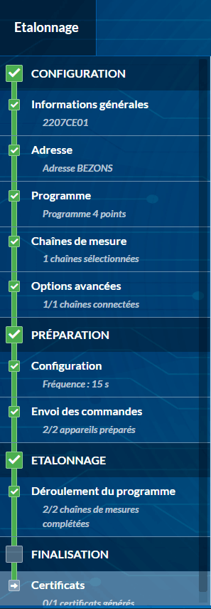 process etalonnage